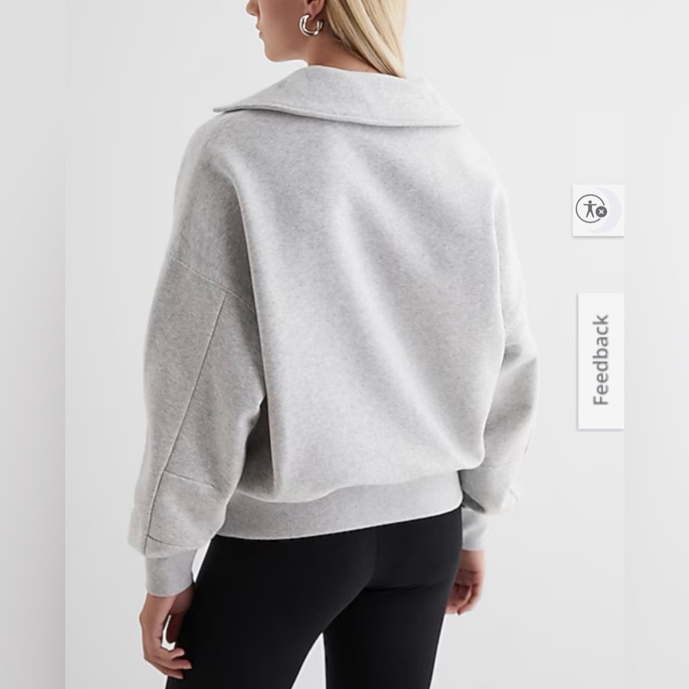 Express Heather Gray Fleece Top - Picture 2 of 7